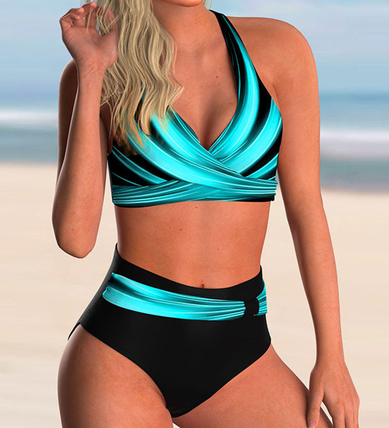 Lillian - Bikini Set with Crossed Neckline and Print