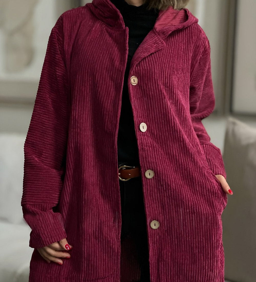 Cordia - Corduroy Hooded Cardigan