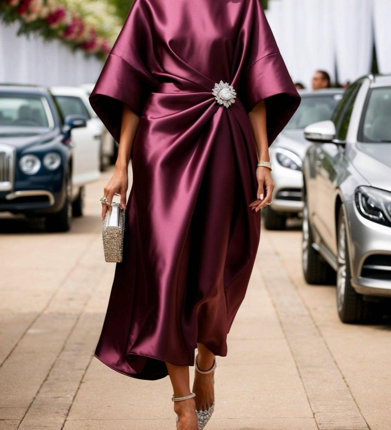 Elena - Luxe Shimmer Satin Long Dress