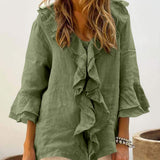 Nadine - Women Chic Bell Sleeve Ruffle Top