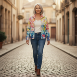 Ursula - Vest with Watercolor Flower Pattern