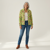 Elke - Green vest with floral pattern