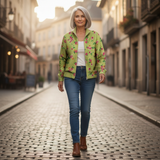 Elke - Green vest with floral pattern