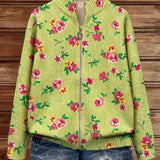 Elke - Green vest with floral pattern