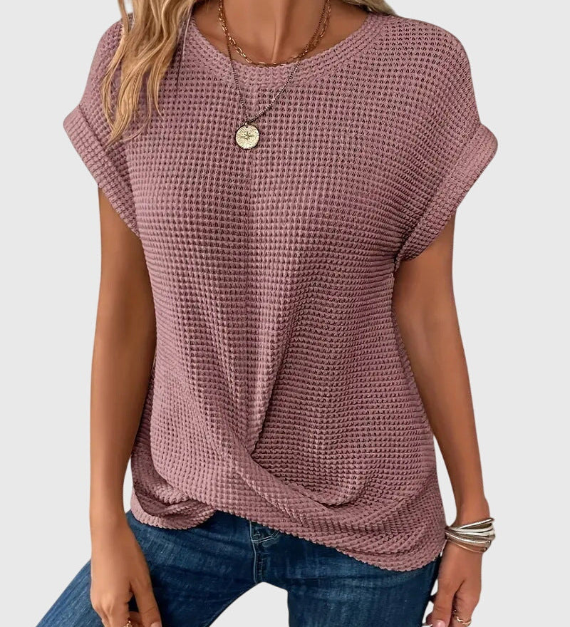 Isa - Elegant Blouse with Crew Neck