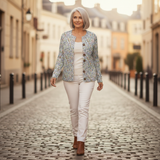 Susanne - Cardigan with Delicate Garden Flower Pattern
