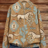 Brigitte - Knitted vest with horse and cactus motif