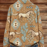 Brigitte - Knitted vest with horse and cactus motif