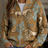 Brigitte - Knitted vest with horse and cactus motif
