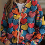 Susanne - Vest with Colorful Heart Pattern