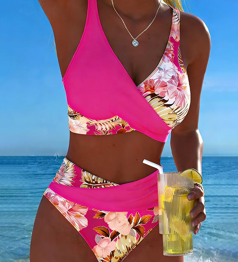 Lorraine - Bikini with Contrasting Floral Print and Slit