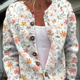 Cardigan with small fresh floral print and buttons