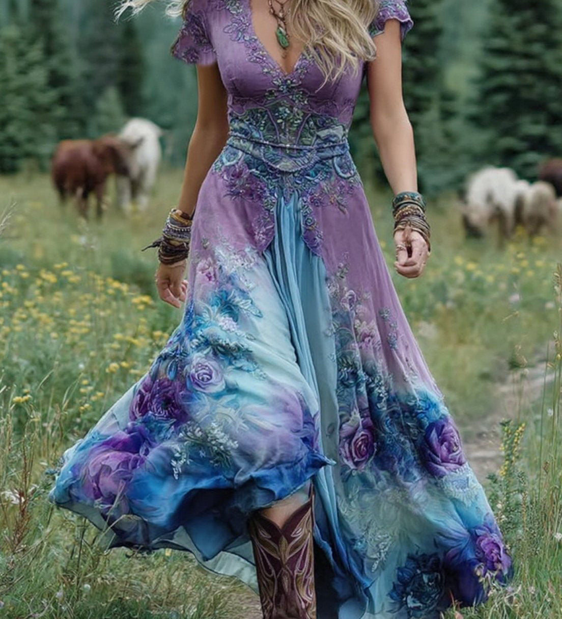 Serena - Short Maxi Floral Dress
