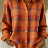 Megan | Checkered Cardigan with Buttons