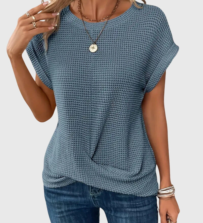 Isa - Elegant Blouse with Crew Neck