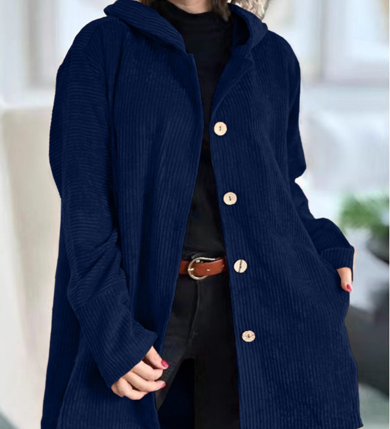 Cordia - Corduroy Hooded Cardigan