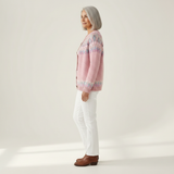 Hannelore - Pink Sweater with Check Pattern
