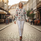 Hannelore - Pink Sweater with Check Pattern