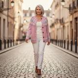 Hannelore - Pink Sweater with Check Pattern