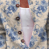 Sweater with Floral Print and Buttons
