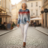 Christa - Sage Green Cardigan with Rose Pattern