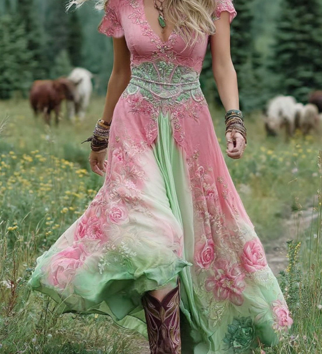 Serena - Short Maxi Floral Dress