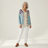 Rosemarie - Knitted cardigan with floral pattern on the yoke
