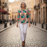 Rosemarie - Knitted cardigan with floral pattern on the yoke
