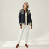 Gisela - Dark Blue Cardigan with Snowflake Pattern