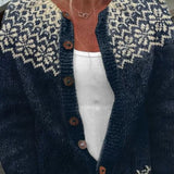 Gisela - Dark Blue Cardigan with Snowflake Pattern