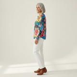 Annegret - Green cardigan with water lily motif