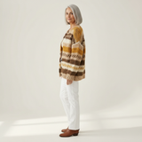 Marlene - Cardigan with Stripes in Brown & Cream