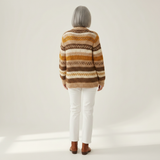 Marlene - Cardigan with Stripes in Brown & Cream