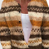 Marlene - Cardigan with Stripes in Brown & Cream