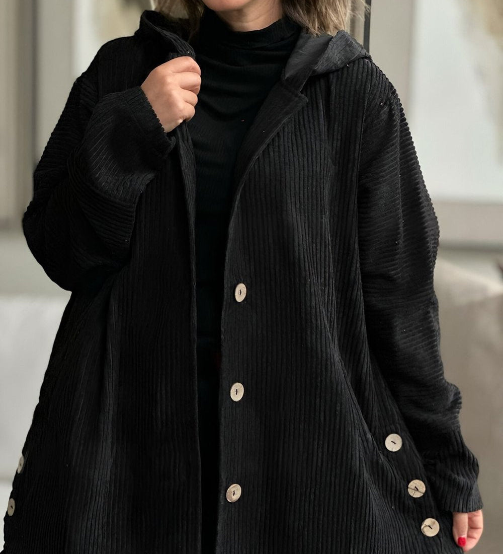 Cordia - Corduroy Hooded Cardigan