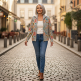 Petra - Knitted vest with floral garden print
