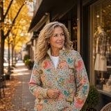 Petra - Knitted vest with floral garden print