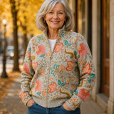 Petra - Knitted vest with floral garden print