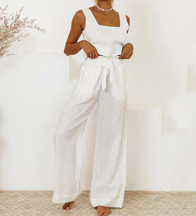 Helene | Set of Minimalist Top and Flared Pants