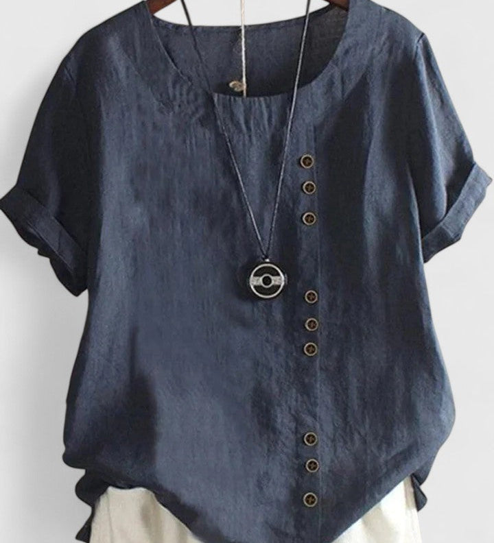 Elisavie - Comfortable Short Sleeve Blouse