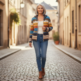 Karin - Knitted vest with colorful zigzag pattern