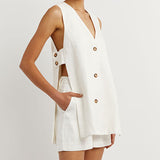 Helene | Sleeveless Set with Buttons