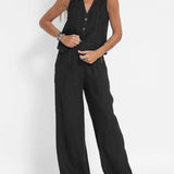 Rose | Set of Buttoned Vest and Wide Pants