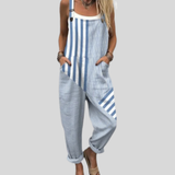 Striped Overalls Blue-White