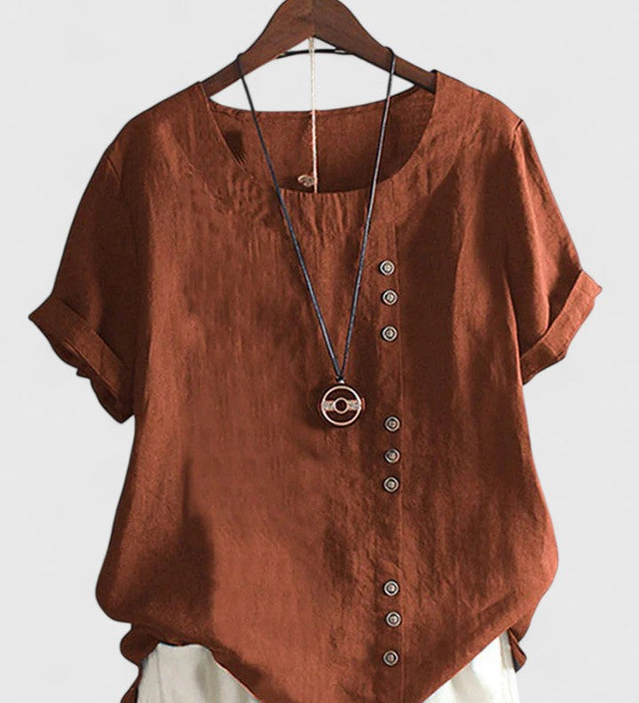 Elisavie - Comfortable Short Sleeve Blouse