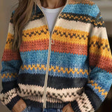 Karin - Knitted vest with colorful zigzag pattern