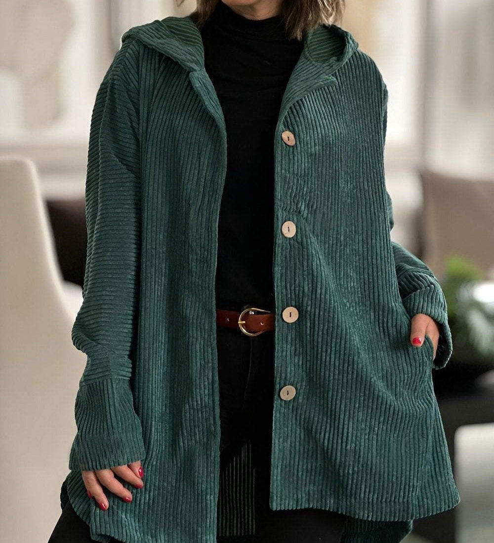 Cordia - Corduroy Hooded Cardigan