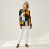 Sanne - Sweater made of structured material with geometric patterns