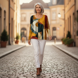Sanne - Sweater made of structured material with geometric patterns