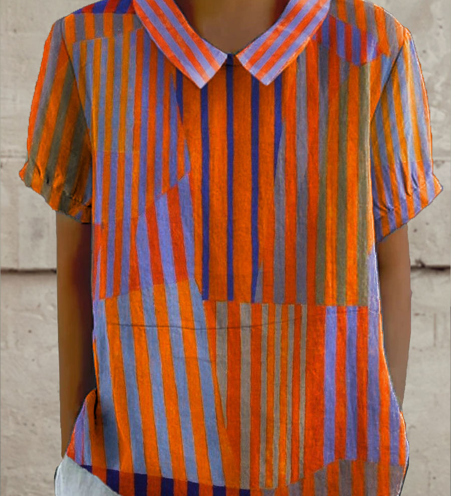 Nina - Geometric Striped Blouse